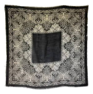 Ysl Foulard En Laine Blanc Et Noir