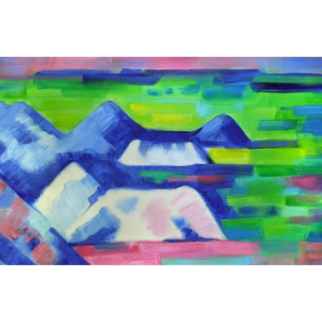 Substatial and exceptional Cezanne inspired of Spring Mountain scene of the John Day Fossil Beds and Painted Desert in...