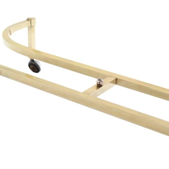 Brass Mid-Century Modern Solid Brass Square Profile Serving Cart on Wheels For Sale - Image 8 of 11