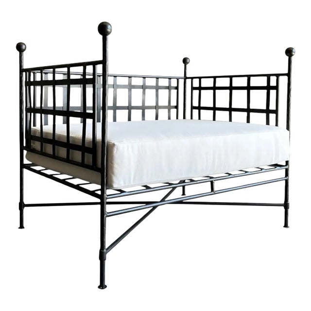 Custom Made Black French Style Outdoor Garden Lounge Chair For Sale