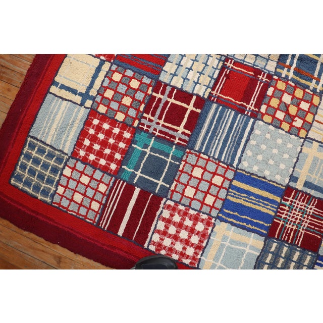 Red Rare Room Size Large Dog American Hooked Rug For Sale - Image 8 of 18