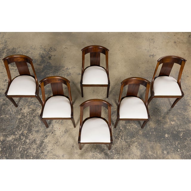 Set of Six Early 20th Century French Empire Mahogany Gondola Dining Chairs For Sale - Image 4 of 17