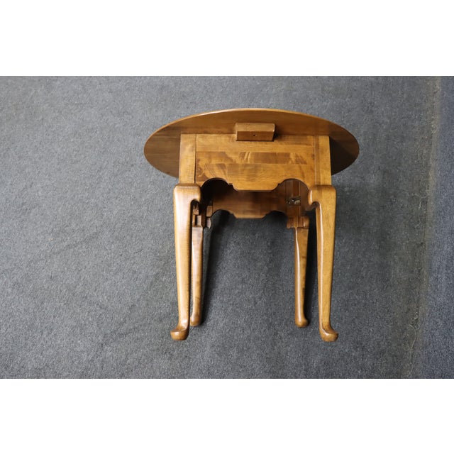 Ethan Allen Queen Anne Maple Oval Drop-Leaf Accent Table For Sale - Image 9 of 11