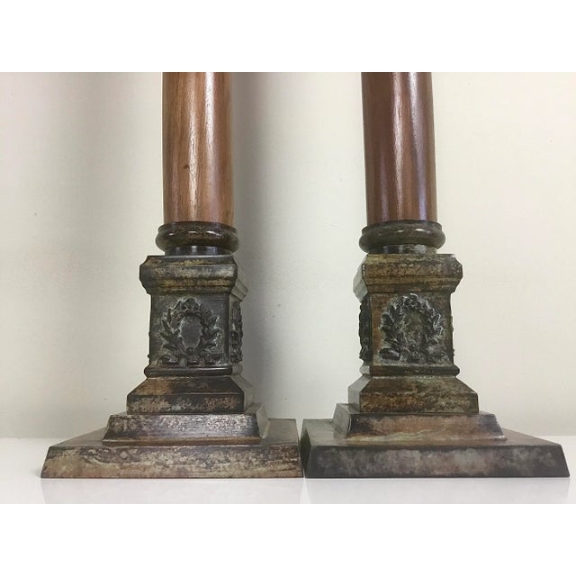 Traditional Mid-Century Empire Style Column Table Lamps, 1950s, Set of 2 For Sale - Image 3 of 11