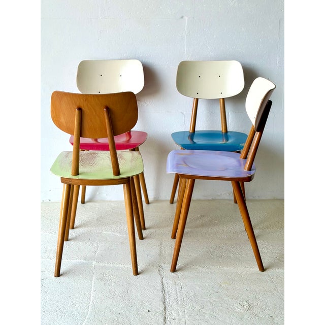 1960s Bistro Chairs from Ton, 1960, Set of 4 For Sale - Image 5 of 18