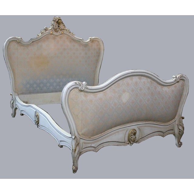 Antique French Provincial Rococo Headboard & Footboard BedFrame Louis