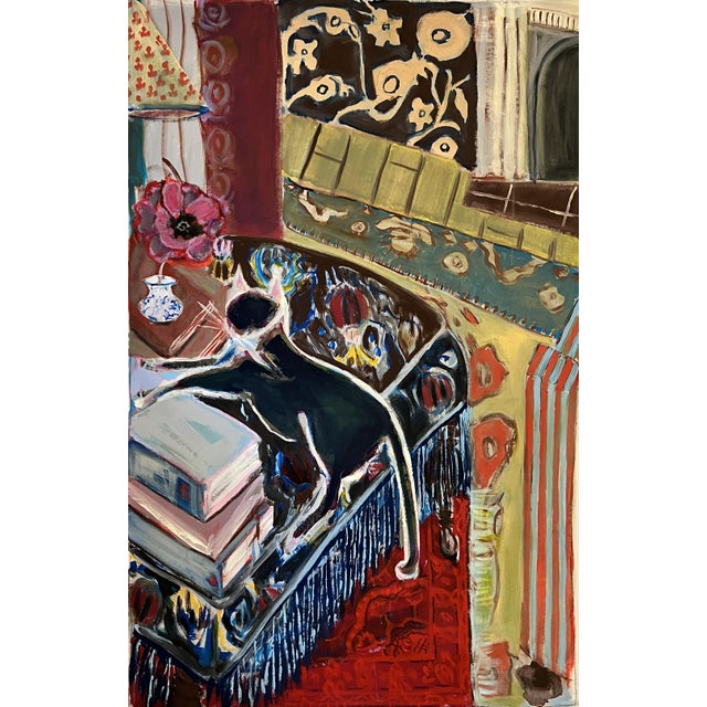 Textile “Dozing Cat” Large Painting an Original Expressionist Artwork by Shann Spishak For Sale - Image 7 of 7