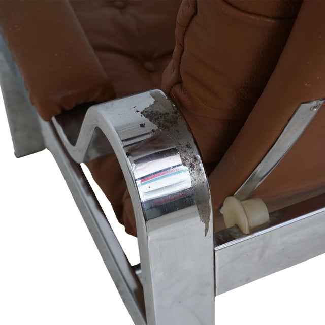 Tufted Vinyl & Chrome Recliner For Sale - Image 9 of 9