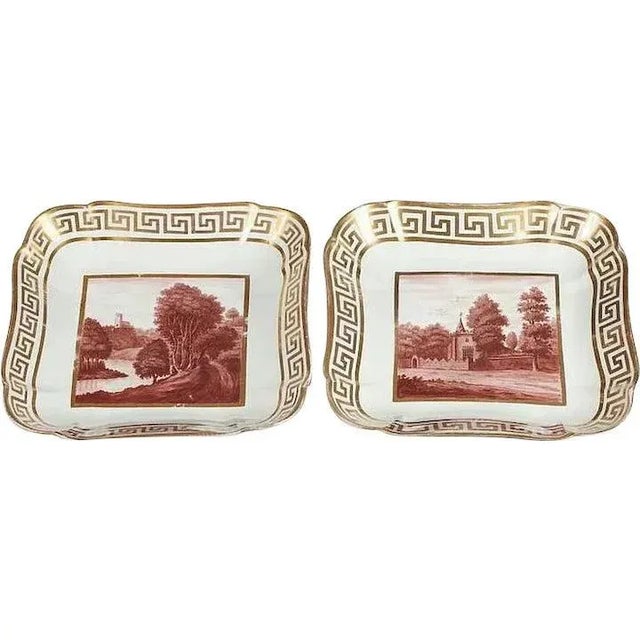 Purple 1810 English Regency Coalport Square Porcelain Dishes - A Pair For Sale - Image 8 of 8