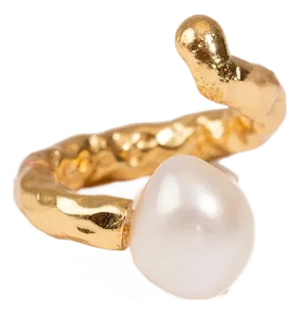 Divine Touch Pearl Gold Ring, Size 5