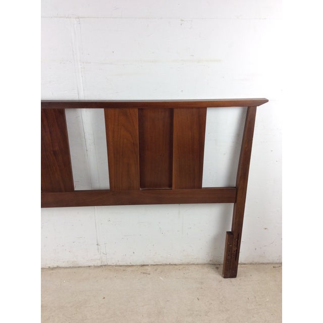 Mid Century Modern Walnut Headboard With Turned Wood Frame For Sale - Image 4 of 18