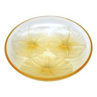 Vintage Amber and Opalescent Glass Bowl by René Lalique, 1920s For Sale