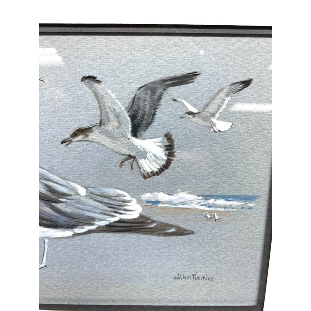 Mid 20th Century Original William Timmins (American, 1915–1985) Seagulls Painting — Mid‑20th‑Century Monterey Coastal Scene For Sale - Image 5 of 9