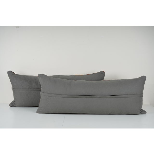 1990s Striped Black Oversize Turkish Bedding Kilim Pillow Cover - A Pair For Sale - Image 5 of 5