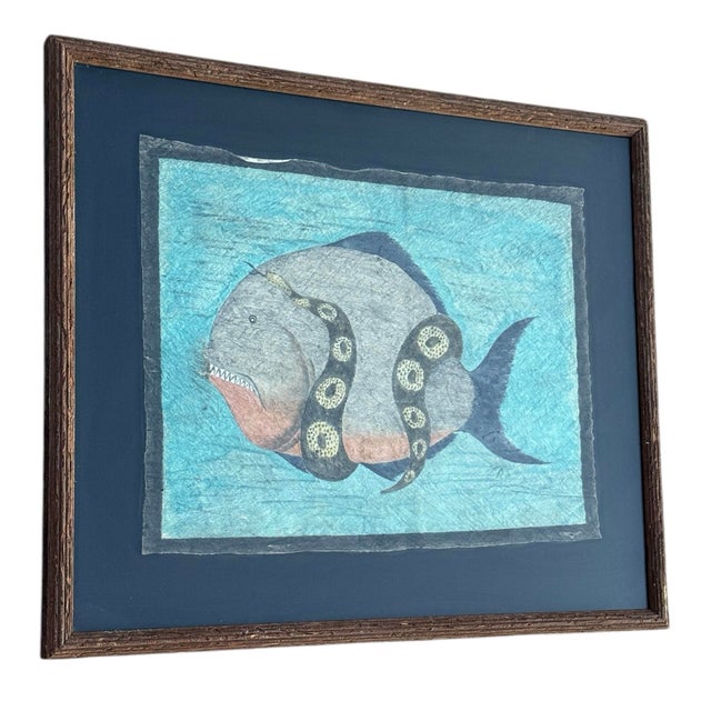 Contemporary Late 20th Century Fish Original Art, Framed For Sale - Image 3 of 5