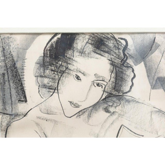 Figurative Modernist Figurative Female Nude Pencil and Charcoal Drawing on Paper Signed For Sale - Image 3 of 7