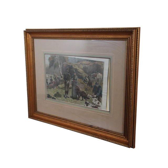 English John Charlton Antique Twelfth of August Luncheon on the Moors Hunt Engraving 31" For Sale - Image 3 of 11