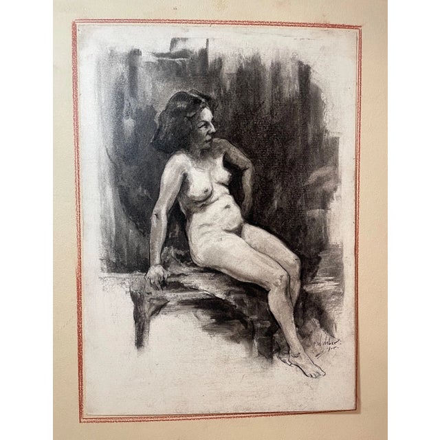 Realism Vintage Frederick William Weber Mixed Media Nude Still Realism Sketch Drawing For Sale - Image 3 of 11