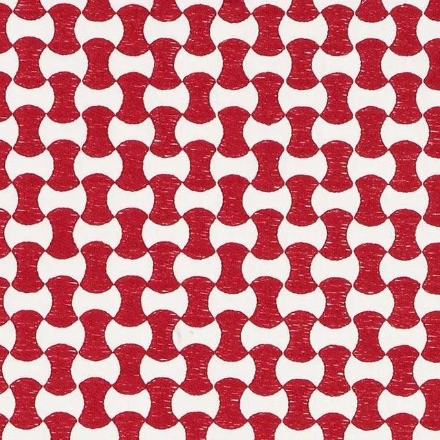Mid-Century Modern Schumacher Nolita Embroidery Fabric in Red For Sale - Image 3 of 3
