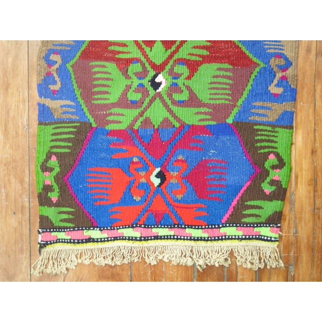One of the funkiest colored kilims we have ever acquired Measures: 1'5" x 3' Kilims, primarily refer to a type of flat-...