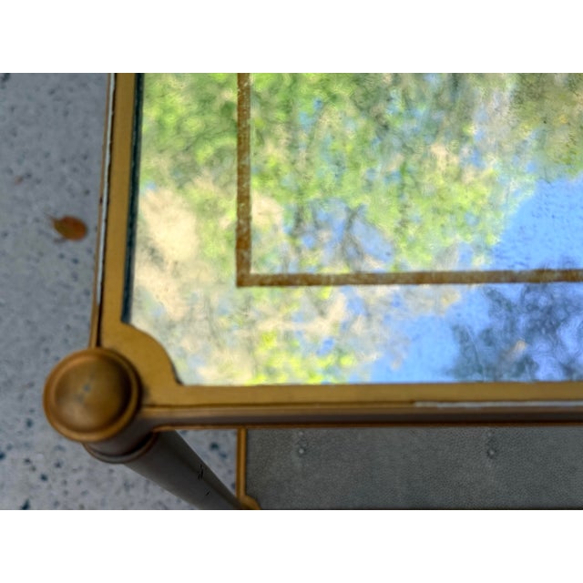 Animal Skin Lillian August 'Anton' Aged Brass and Shagreen Side Table For Sale - Image 7 of 14