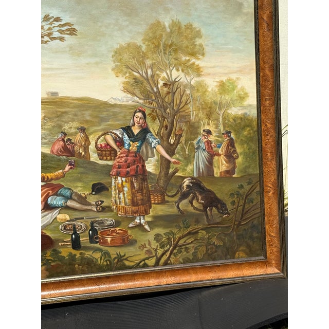 Traditional Mid 20th Century Large Monumental Goya Style Picnic Painting For Sale - Image 3 of 17
