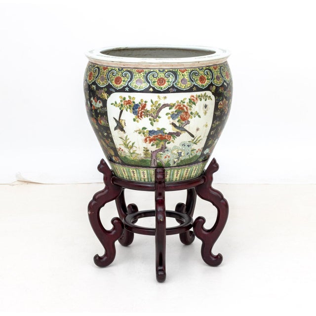Chinese Famille Noir Porcelain Fish Bowls, Pair For Sale - Image 4 of 16
