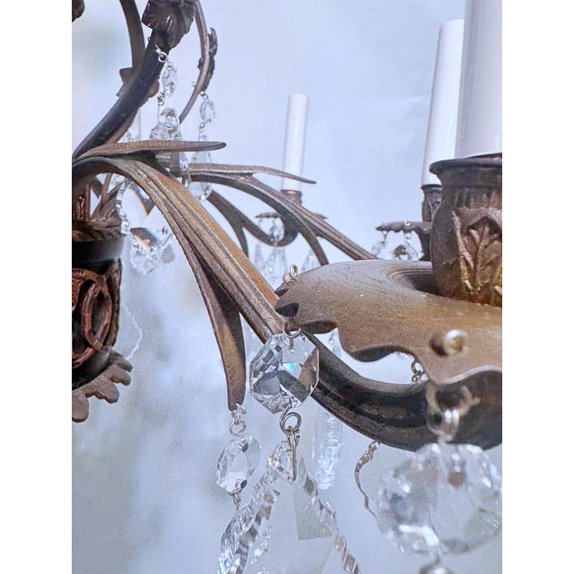 Traditional 1950s Decorative Black and Bronze Chandelier For Sale - Image 3 of 9