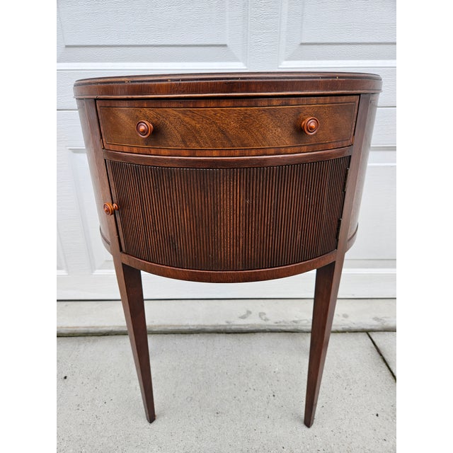 French Baker Furniture Mahogany Demilune Side Table Nightstand For Sale - Image 3 of 17