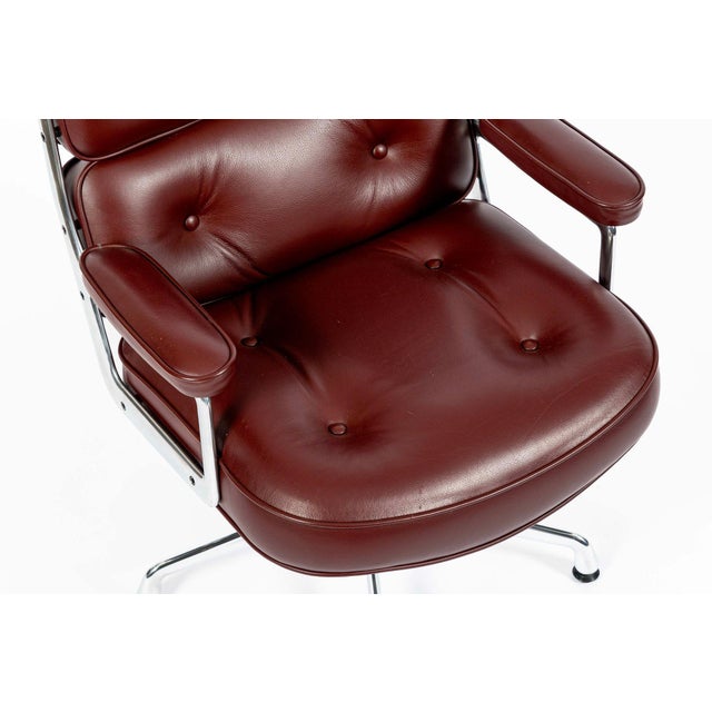 Pair Eames Herman Miller Time Life Lobby Red Leather Office Chairs For Sale - Image 12 of 13