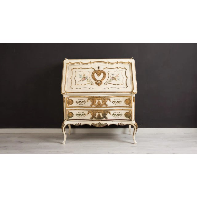 Hand-Painted and Gilded Secretaire, 1950s For Sale - Image 9 of 9