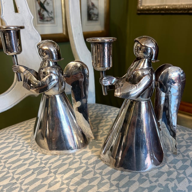 Vintage Los Castillo Silver Plate Angel Candleholder