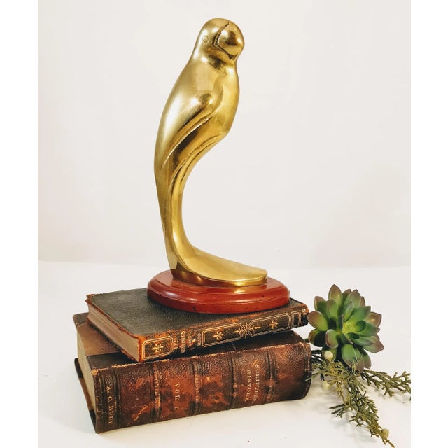 Mid-Century Modern Mid Century Modern Brass Parrot Bird Sculpture For Sale - Image 3 of 9