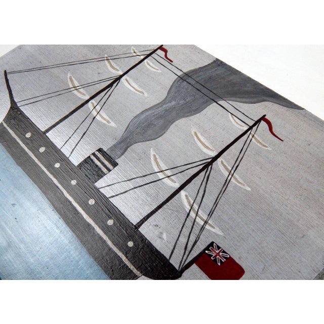 Matt Rix, Naive Style Early Steam Ship Sail Boat, Oil on Board For Sale - Image 9 of 12