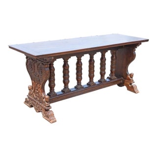 Italian Renaissance Style Walnut Refectory or Library Table 19th Century For Sale