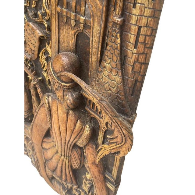 Carved Oak Panel with Gallant Scene For Sale - Image 5 of 13