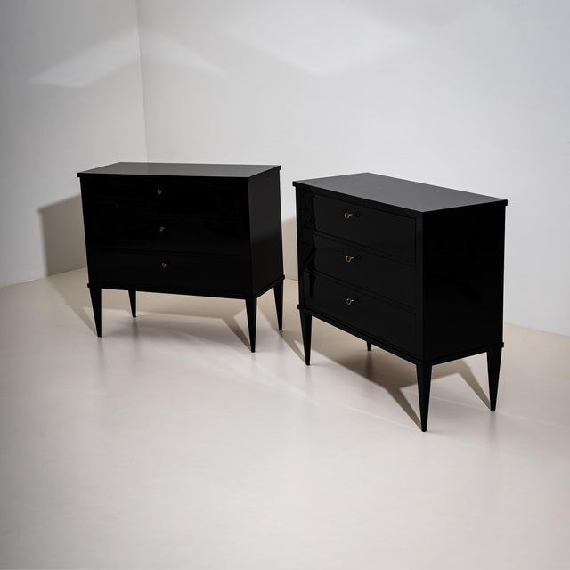 Pair of Modern Ebonized Commodes, 21st Century For Sale - Image 4 of 9