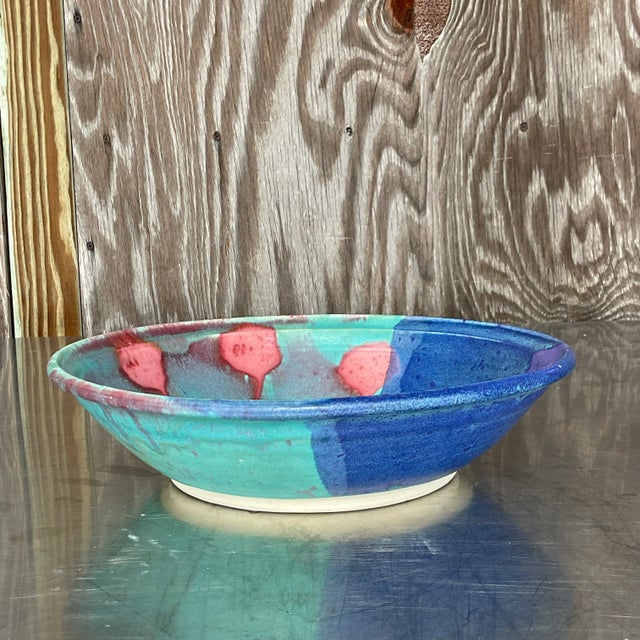 Late 20th Century Vintage Boho Signed Studio Pottery Bowl For Sale - Image 5 of 10