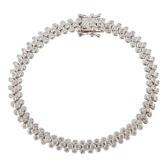 Navette Art Partywear Silver Tennis Bracelet Featurng Sparkling Cz Diamonds 7 Inches For Sale
