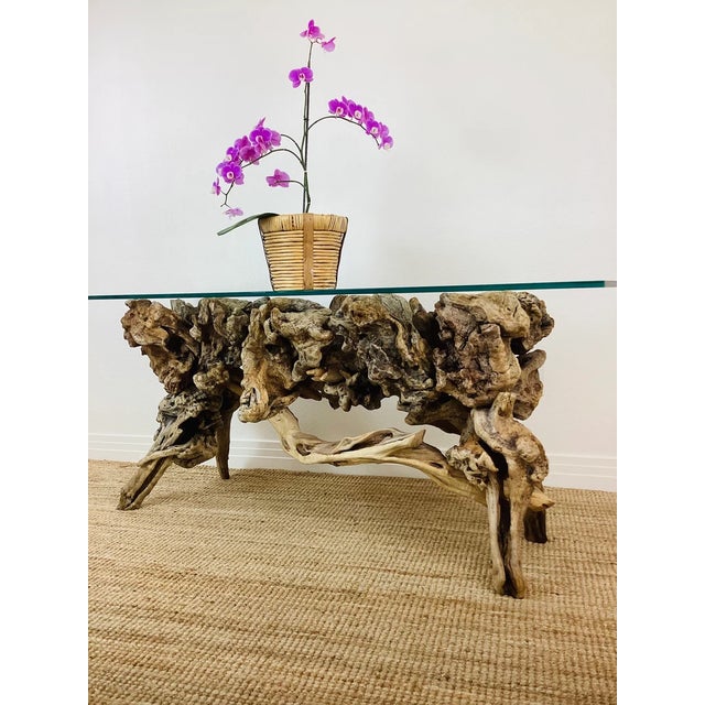 Vintage 1970s Driftwood Burlwood Console or Entry Table For Sale - Image 4 of 9