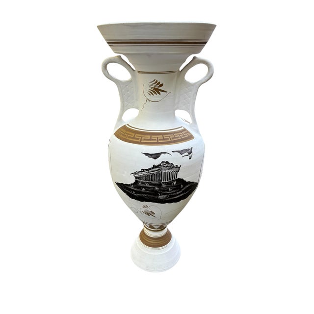 Ceramic Mid 20th Century Neoclassical Greco-Roman Ceramic Floor Vase For Sale - Image 7 of 11