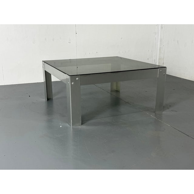 Mid-Century Modernist Minimal Aluminum and Glass Coffee Table, 1970s For Sale - Image 4 of 7