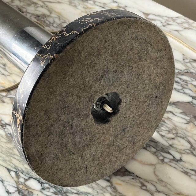 Large 1940s Bauhaus or Art Deco Style Chrome and Marble Table Lamp For Sale - Image 11 of 12