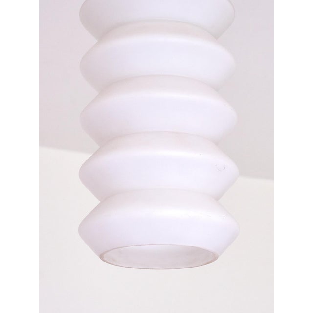 Sculptural Swedish Modern Pendants in Opaline Glass and Brass, 1950s, Set of 2 For Sale - Image 4 of 15