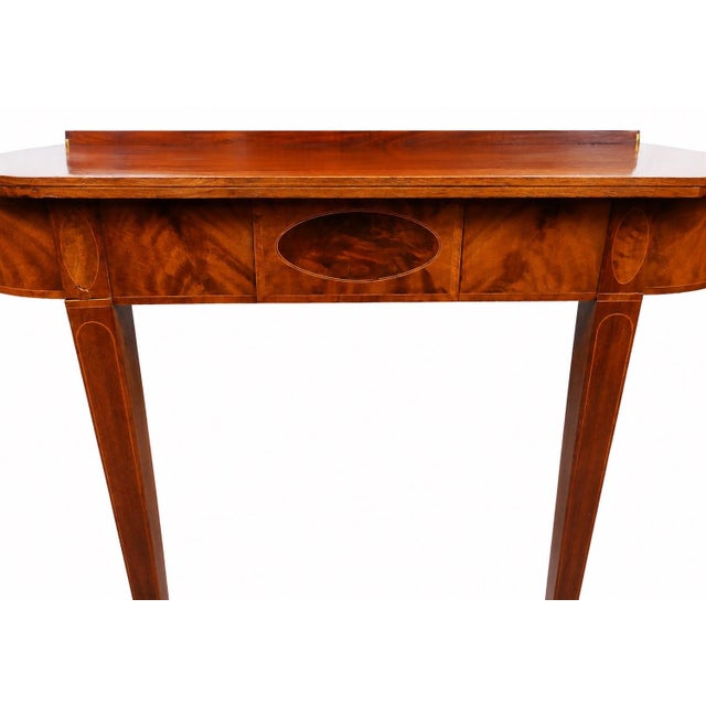 Early 19th Century Early 19th Century Mahogany Demi Lune Shape Fold-Over Card Table With Mahogany Veneers For Sale - Image 5 of 7