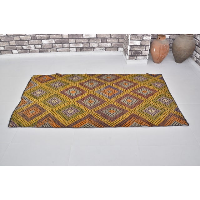 Turkish 1960s Geometric Anatolian Kilim Rug For Sale - Image 3 of 10