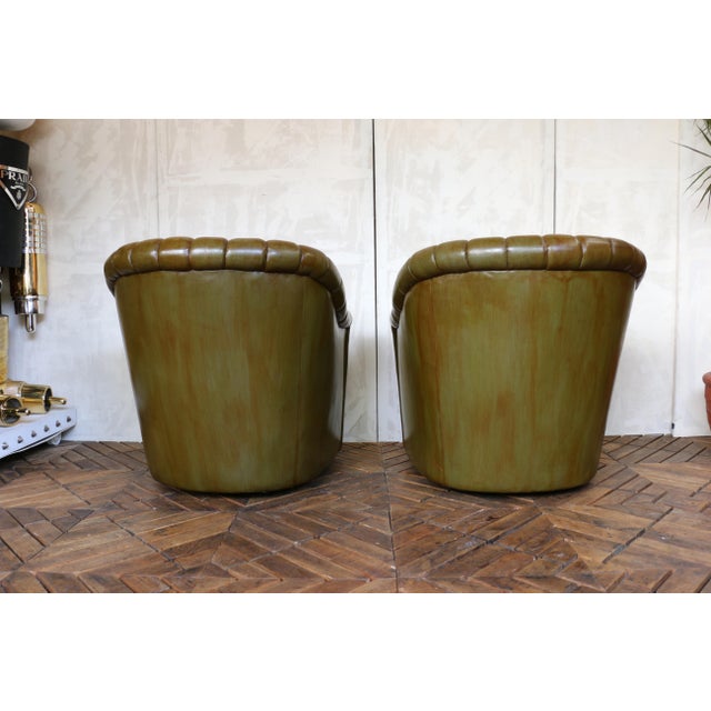 Vintage Pair of Leather Channel-Tufted Club Chairs by Martin/Brattrud, 1987 For Sale - Image 12 of 18