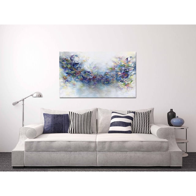 Textile Universe Is With You - Large Blue and Gold Abstract Acrylic Painting on Canvas by Ve Boisvert For Sale - Image 7 of 9