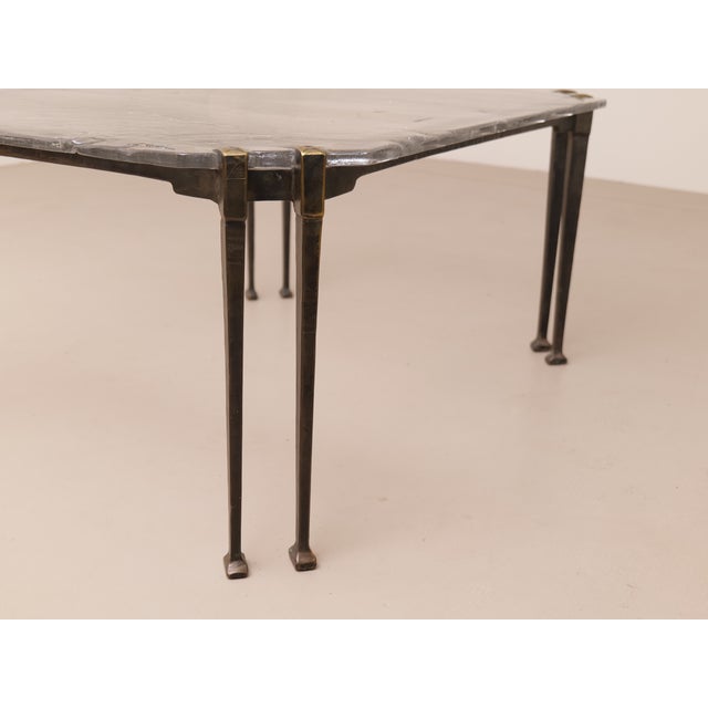 Brutalist Wrought Bronze Coffee Table with Lead Crystal Glass Top by Lothar Klute, 2005 For Sale - Image 6 of 13