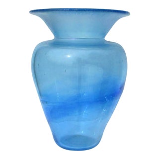 Pale Blue Stretch Glass Vase For Sale